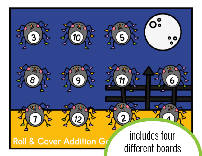 Halloween Roll and Cover Dice Game, Roll and Race