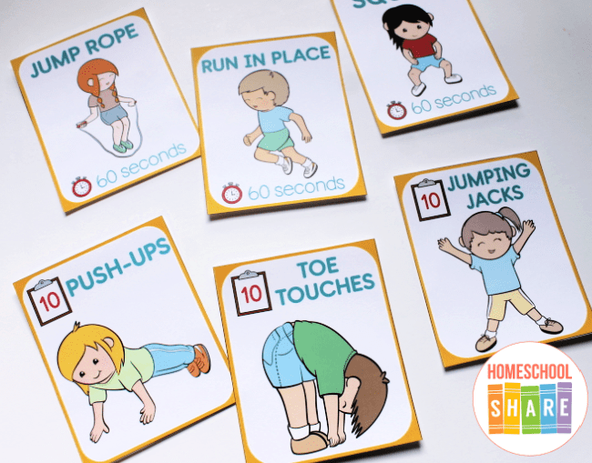 Free Printable Exercise Flashcards Homeschool Share