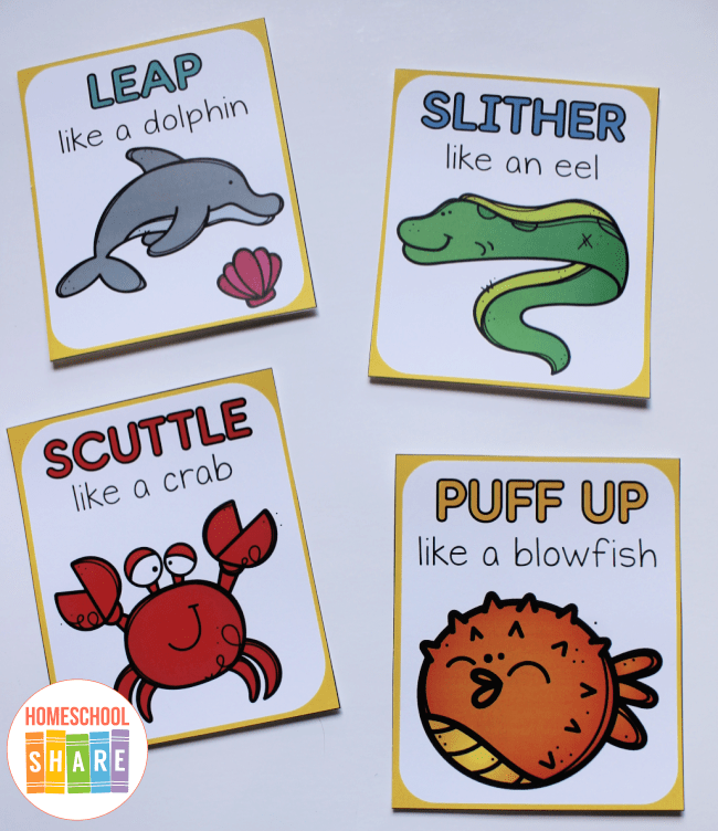 Ocean Animal Movement Cards - Homeschool Share
