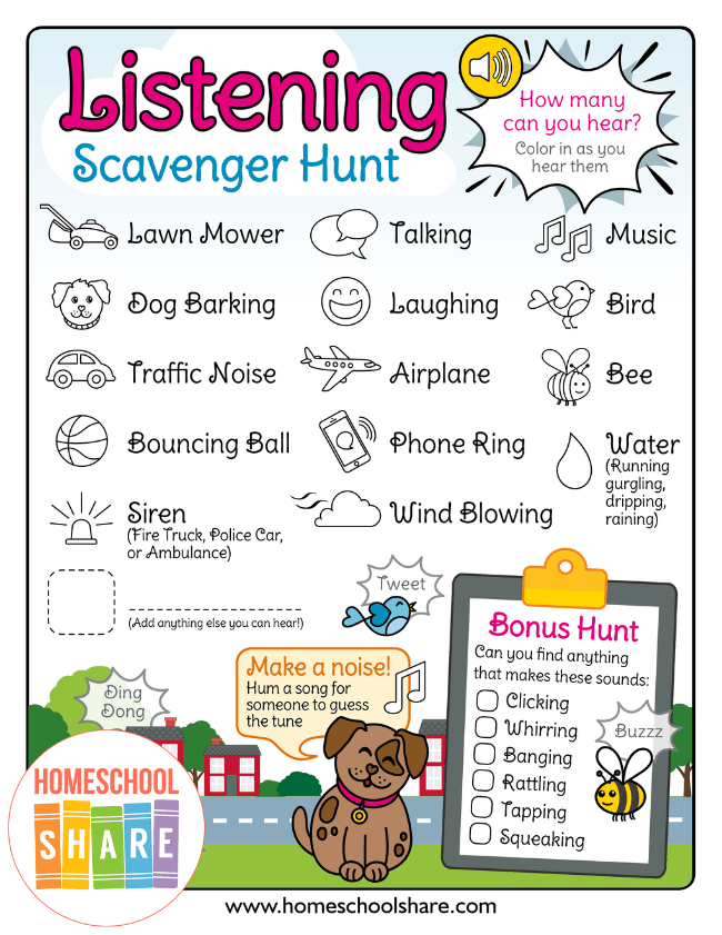 Free Listening Scavenger Hunt Homeschool Share