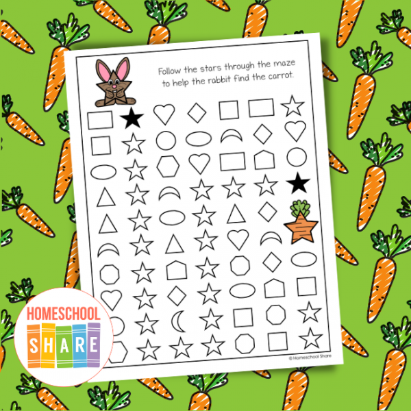Rabbit Shape Mazes Printable - Homeschool Share