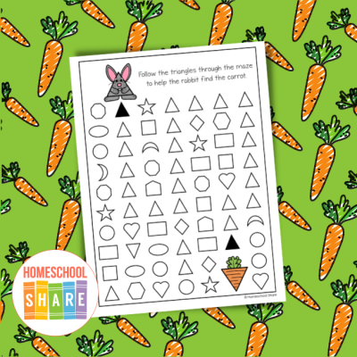Rabbit Shape Mazes Printable - Homeschool Share