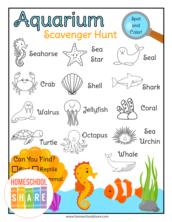 Free Aquarium Scavenger Hunt Homeschool Share