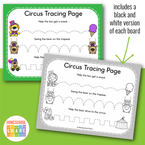 Circus Tracing Lines Worksheets for Preschool Homeschool Share