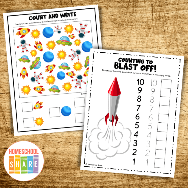 space counting worksheet