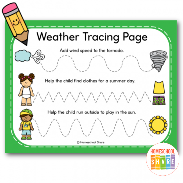Weather Tracing Lines Worksheets for Preschool Homeschool Share