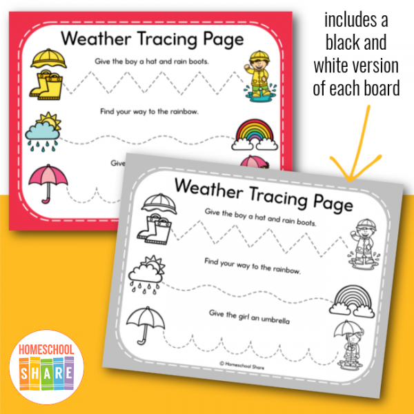 Weather Tracing Lines Worksheets for Preschool Homeschool Share