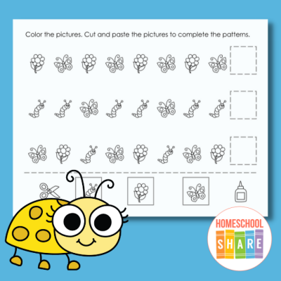 Pattern Insects Sheets Insect Pattern Worksheets - Homeschool Share