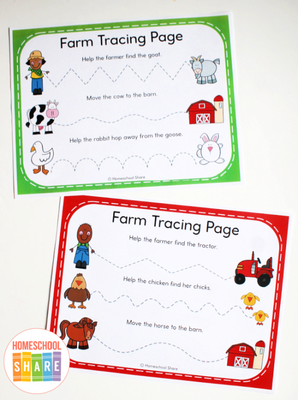 Farm Friends Tracing Pages Homeschool Share