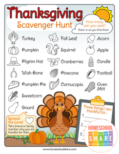 Thanksgiving Scavenger Hunt for Kids - Homeschool Share