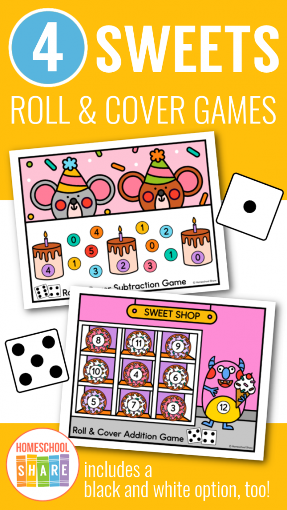 Roll and Cover Games for One and Two Dice - JDaniel4s Mom