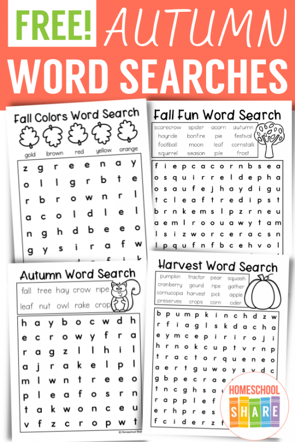Autumn Word Search - Homeschool Share