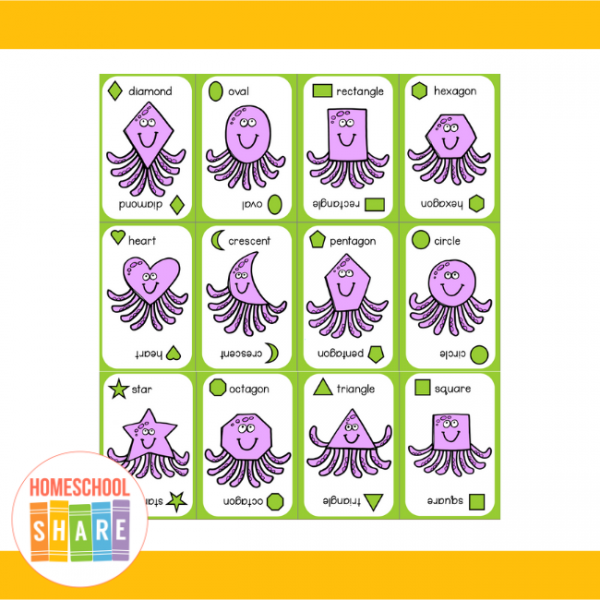 Ocean Shapes Go Fish Printable Cards Homeschool Share