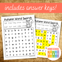 Autumn Word Search - Homeschool Share