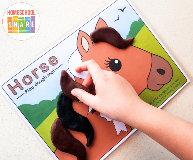 Equestrian Horseback Rider Printable Play Dough Mat