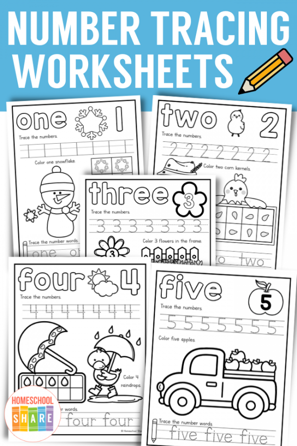 Number Tracing Worksheets (free!) Homeschool Share