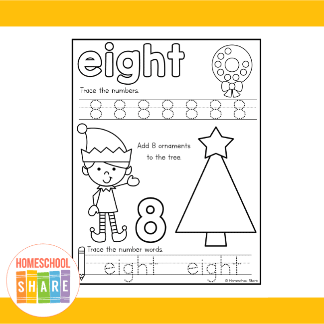Christmas Number Tracing Worksheets Homeschool Share