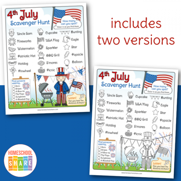 4th of july scavenger hunt kids camp