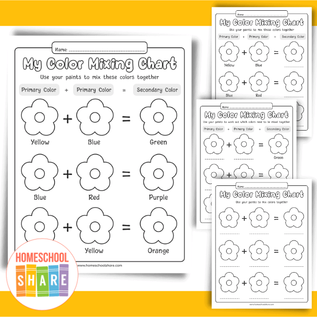 Color Mixing - Free Worksheet - SKOOLGO