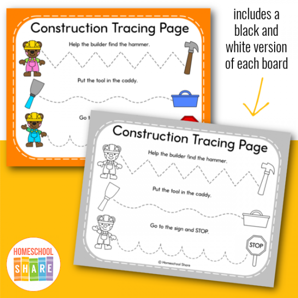 Construction Themed Tracing Worksheets Homeschool Share