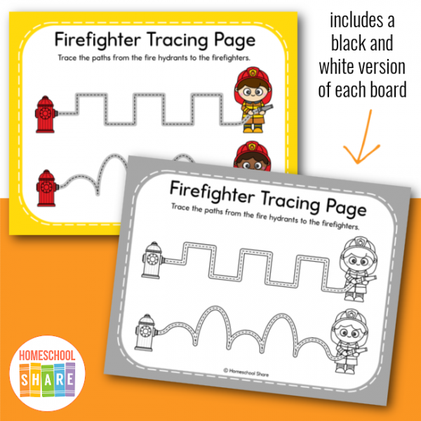 Firefighter Themed Tracing Lines Worksheets Homeschool Share